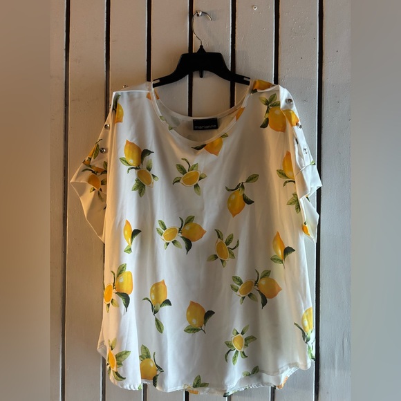 Lemon Print White Top - Picture 1 of 3